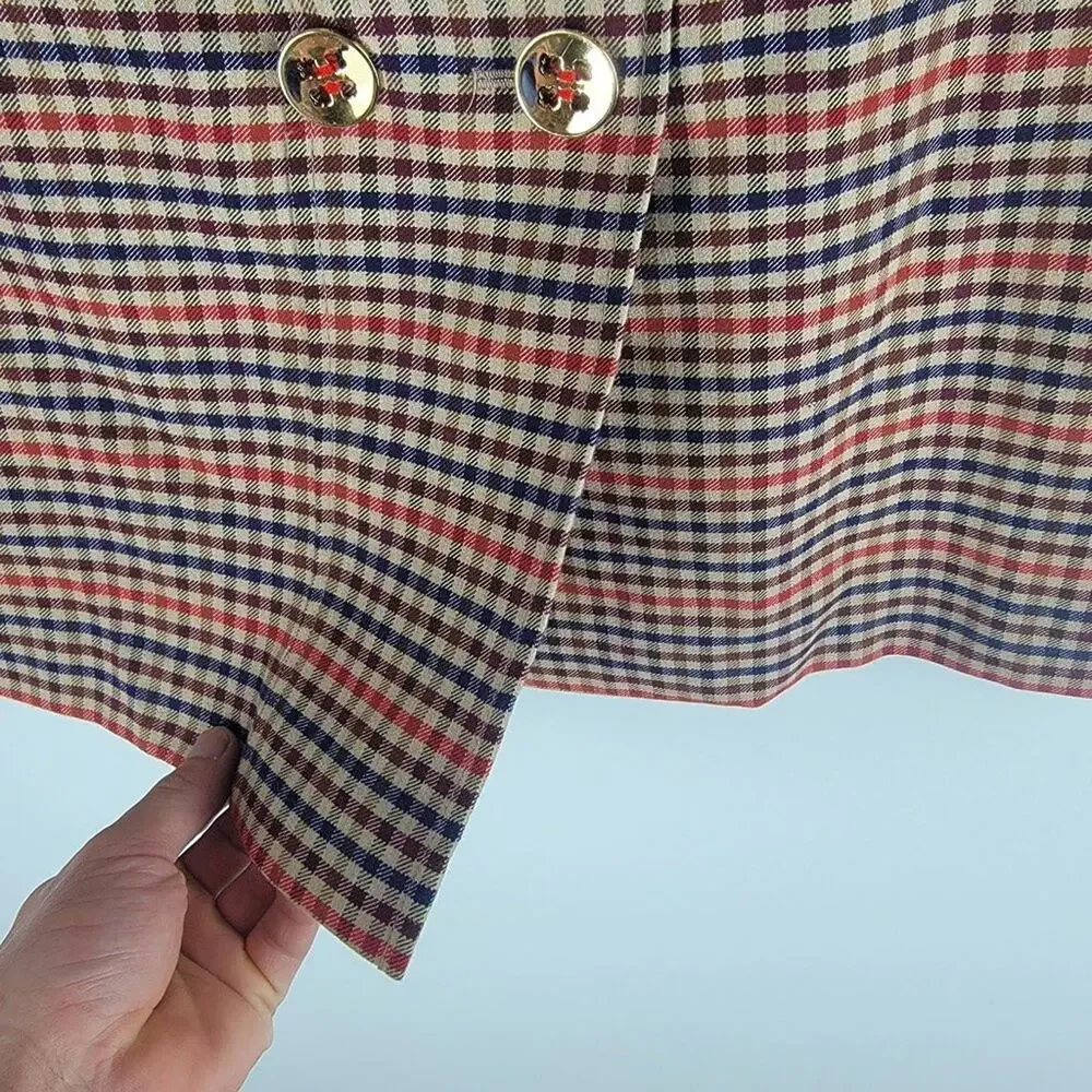 Etcetera Plaid Pencil Skirt Buttons Lined Pockets Multi Color Size 14